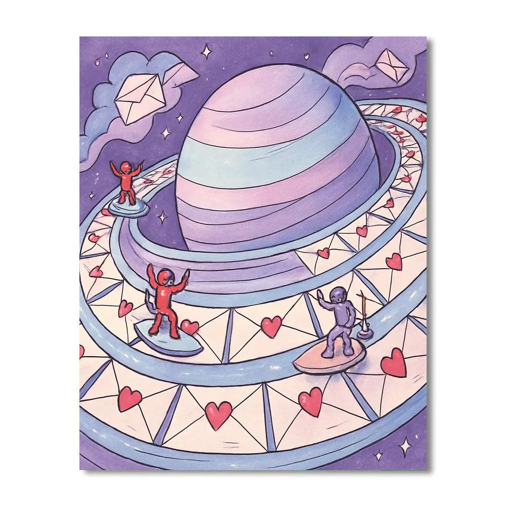 Orbiting Letters On Valentines Day Rings Numbered painting kits