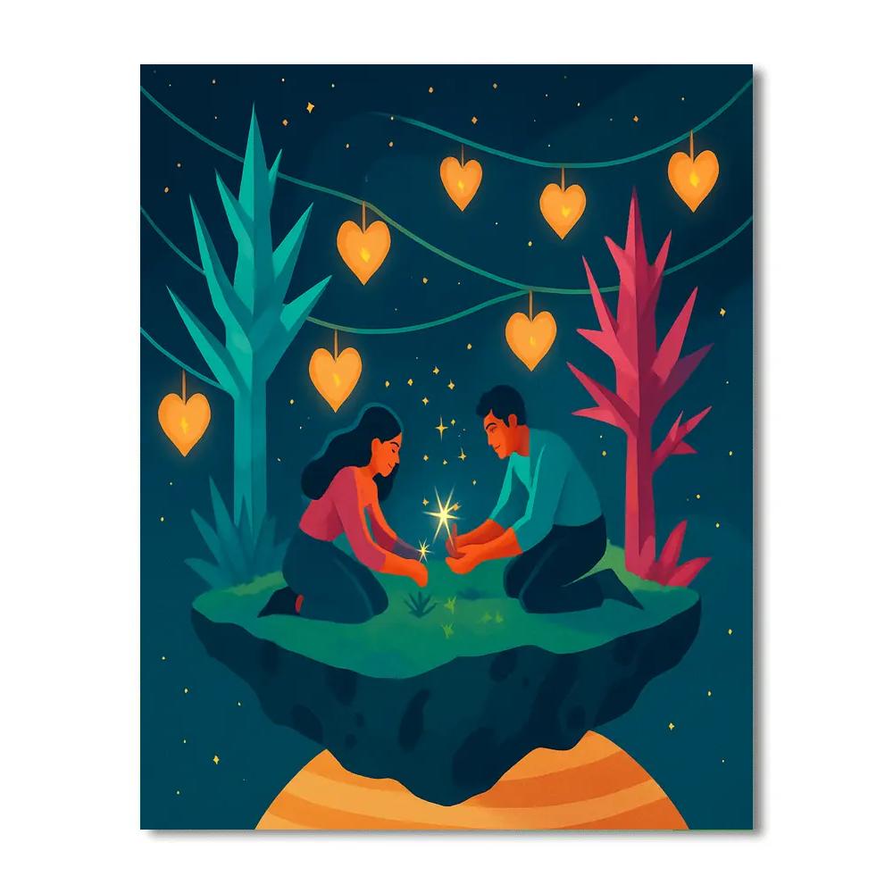 Asteroid Garden Valentines Day Lanterns DIY paint by numbers