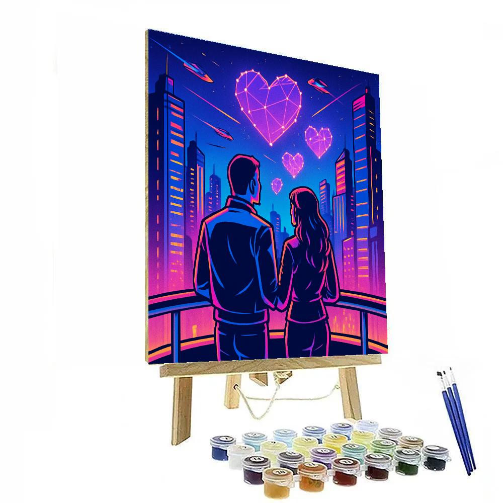 Cyber City Valentines Day Hologram Balcony Number painting