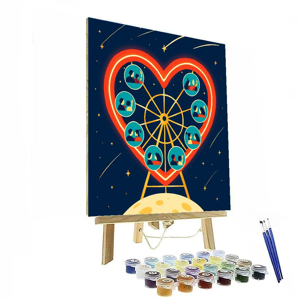 Space Carnival Valentines Day Ferris Orbit Number painting