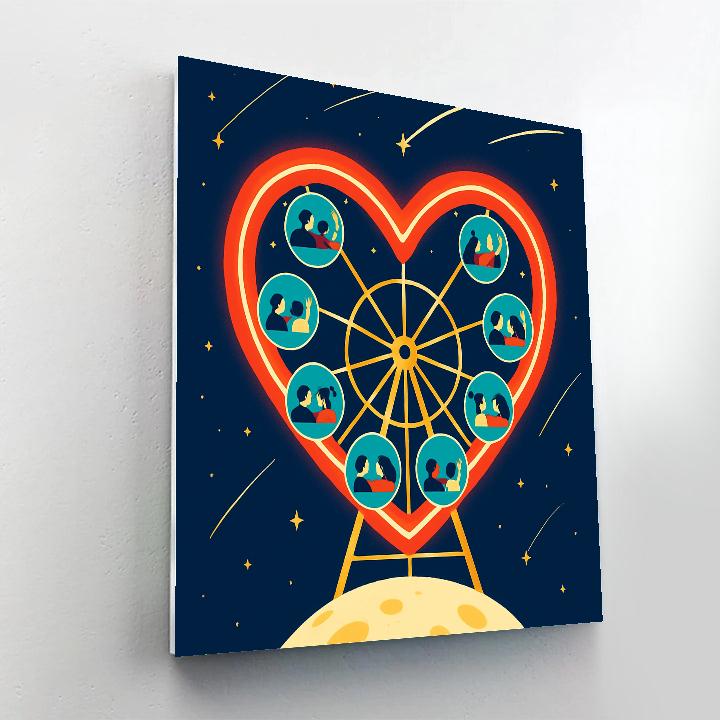 Space Carnival Valentines Day Ferris Orbit Number painting