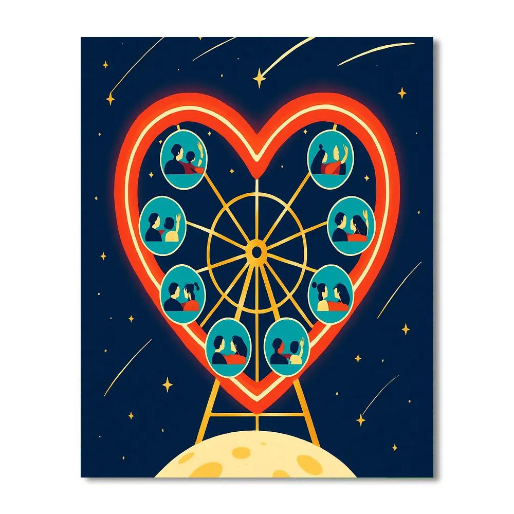 Space Carnival Valentines Day Ferris Orbit Number painting