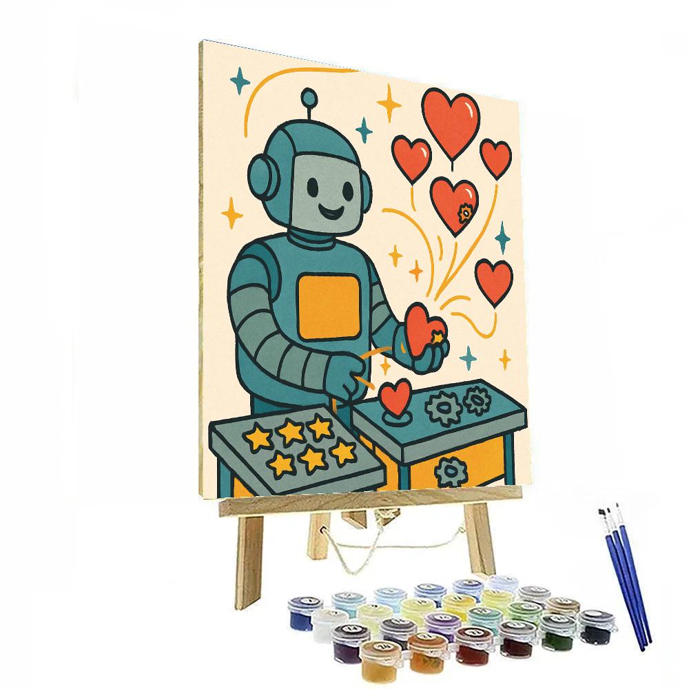 Robot Workshop Of Valentines Day Hearts Number painting
