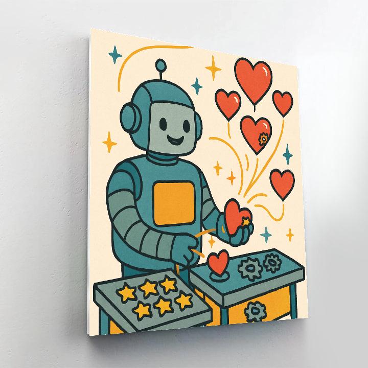 Robot Workshop Of Valentines Day Hearts Number painting