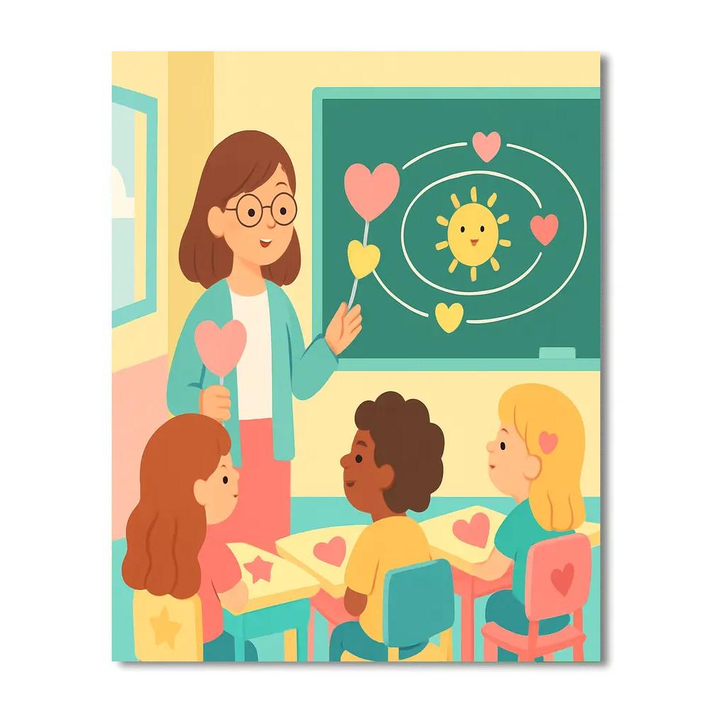Hearts In Orbit Valentines Day Classroom Numbered painting kits