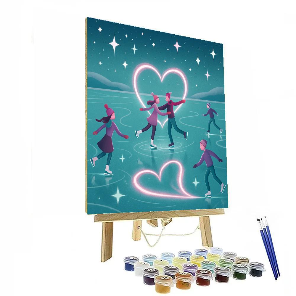 Comet Carousel Valentines Day Skating Rink Painting by numbers kit