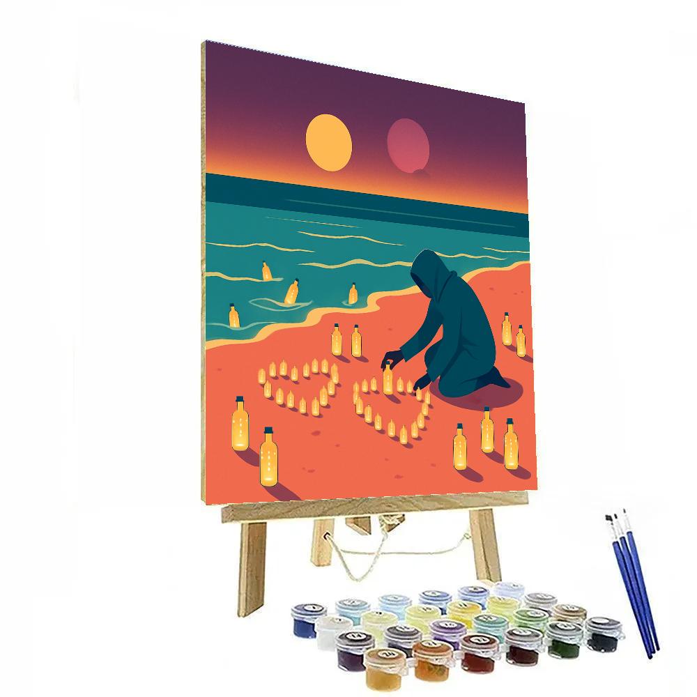 Sunset Beach Valentines Day Star Bottles paint by color