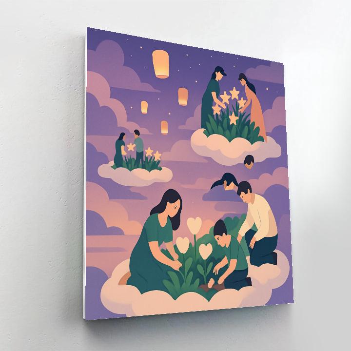 Cloud City Valentines Day Sky Garden Paint by numbers art
