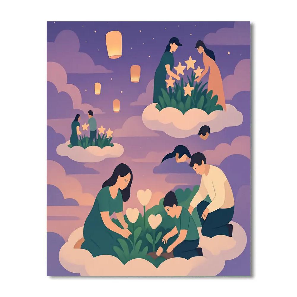 Cloud City Valentines Day Sky Garden Paint by numbers art