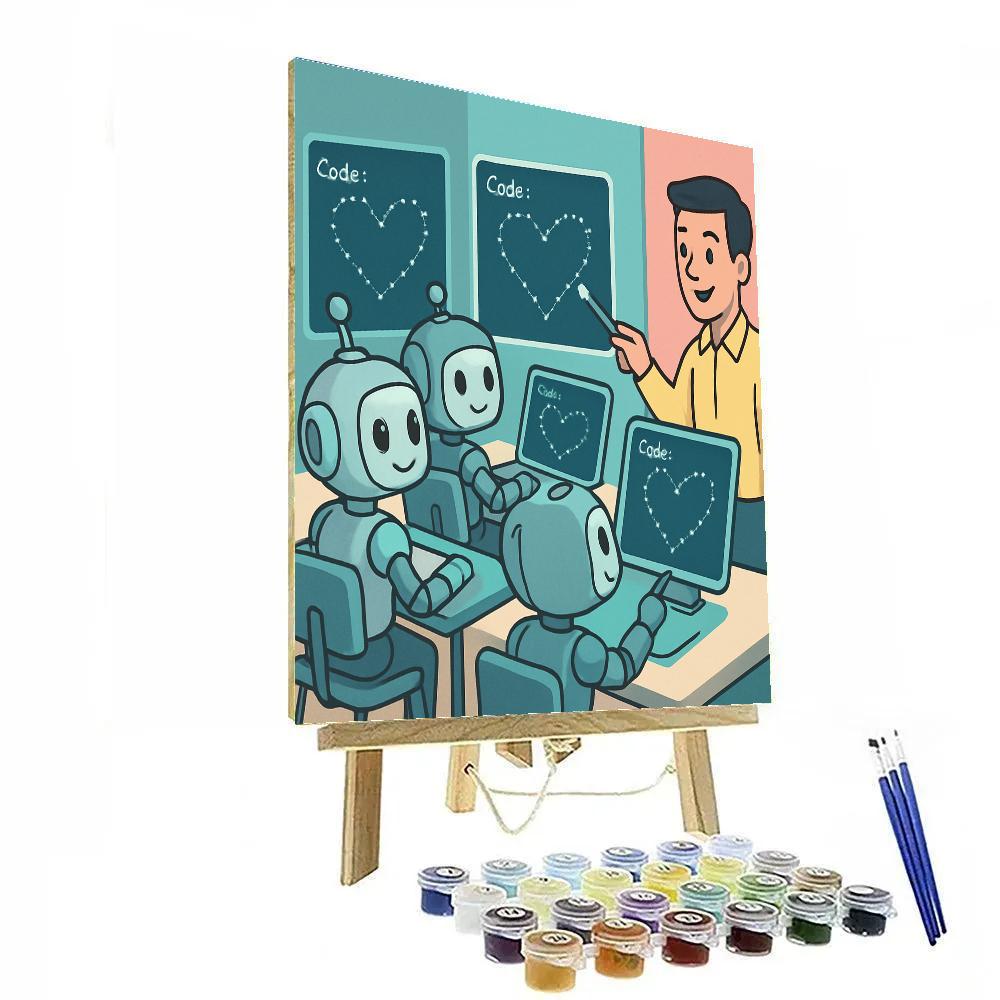 Robot Classroom Valentines Day Coding Hearts paint by color