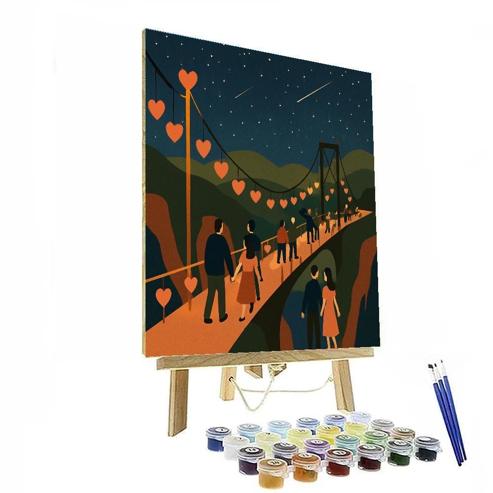 Canyon Bridge Valentines Day Star Lantern Walk Painting by numbers kit