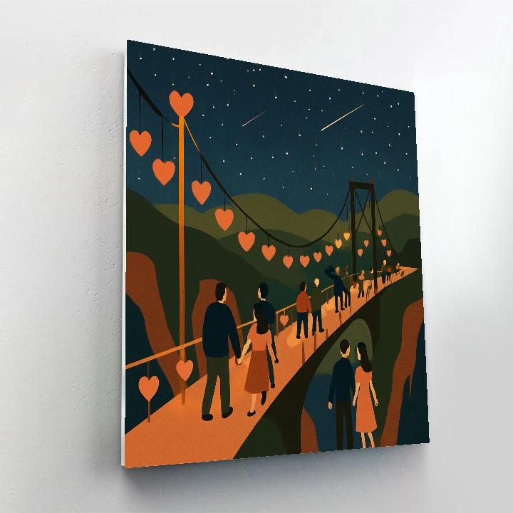 Canyon Bridge Valentines Day Star Lantern Walk Painting by numbers kit