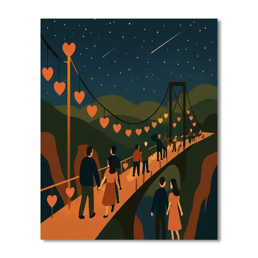 Canyon Bridge Valentines Day Star Lantern Walk Painting by numbers kit