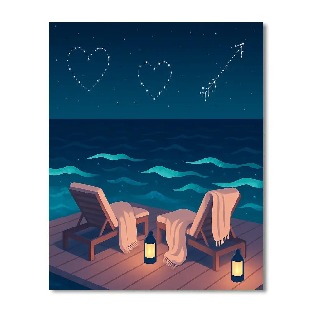 Ocean Platform Valentines Day Stargazing Deck paint by number