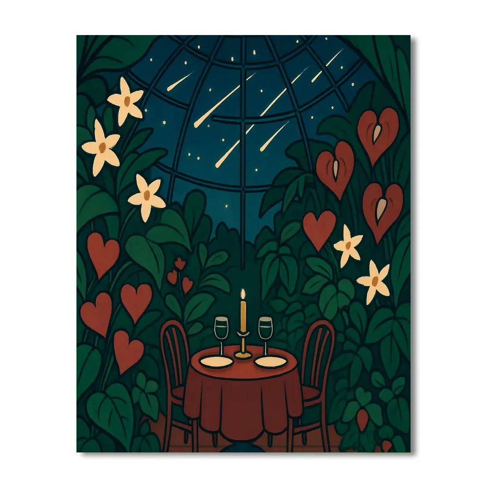 Garden Dome Valentines Day Meteor Shower Dinner painting number kit