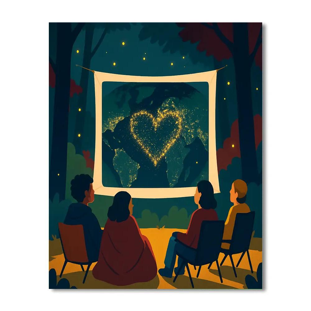 Forest Clearing Valentines Day Satellite Party Numbered painting kits