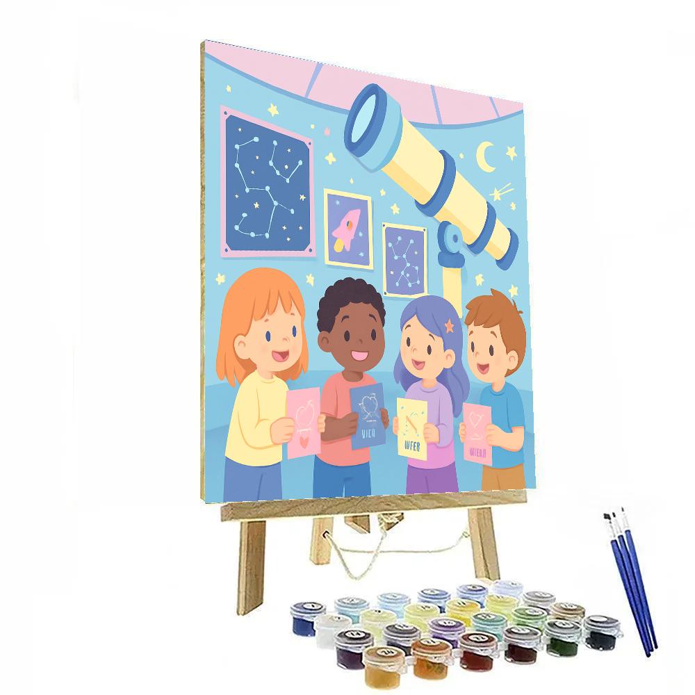 Kids Observatory Valentines Day Card Swap Painting by numbers kit