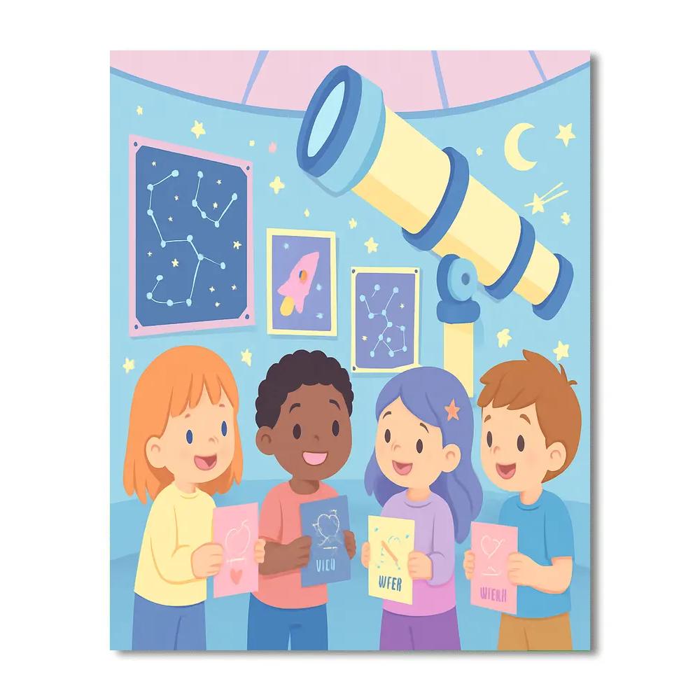 Kids Observatory Valentines Day Card Swap Painting by numbers kit