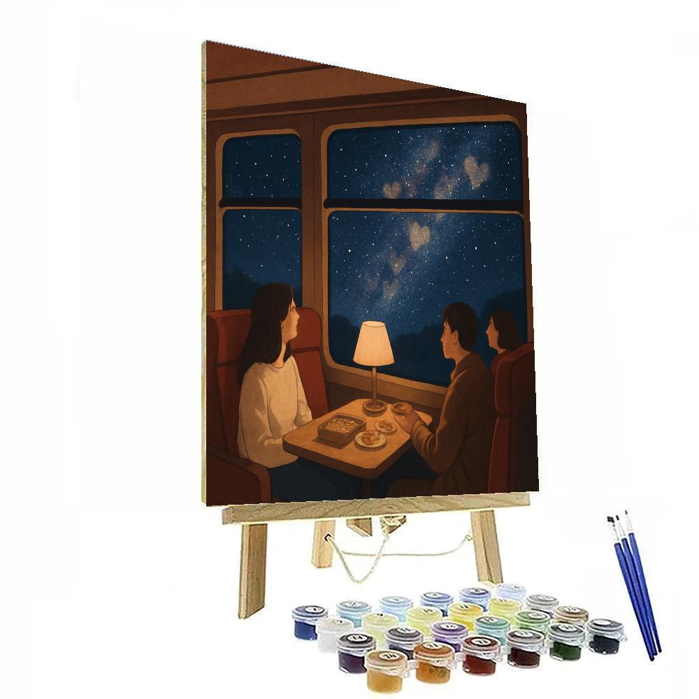 Train Window Valentines Day Milky Way Ride Painting by numbers kit