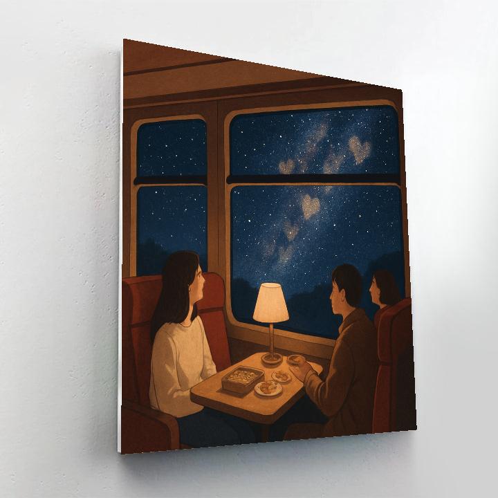 Train Window Valentines Day Milky Way Ride Painting by numbers kit