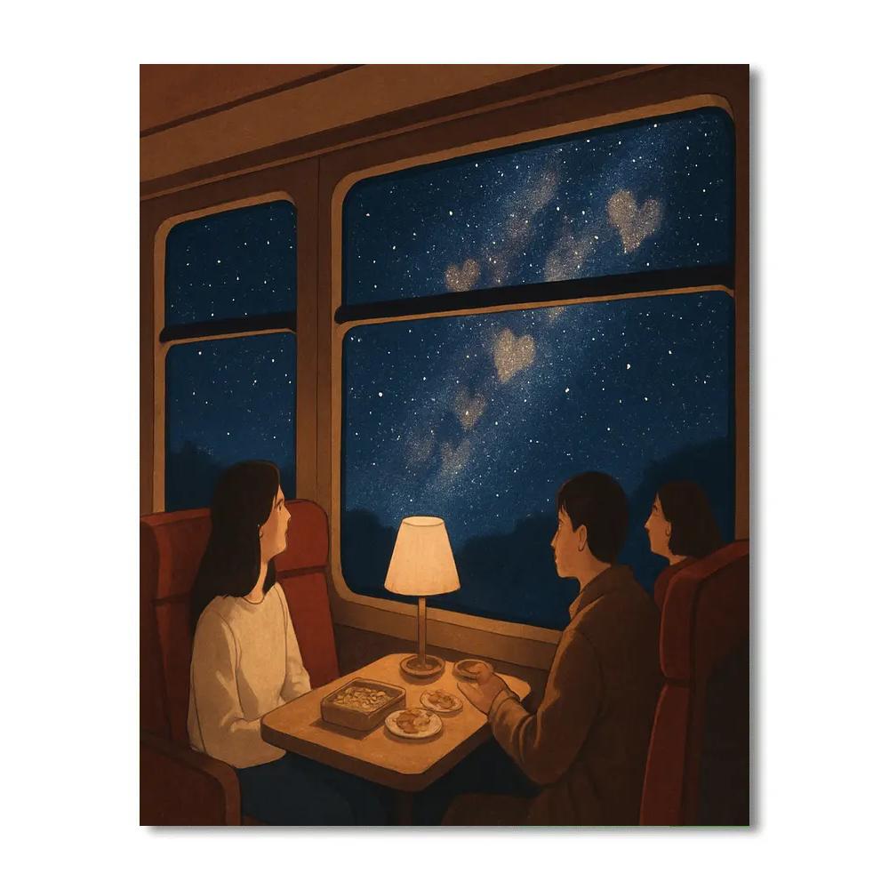 Train Window Valentines Day Milky Way Ride Painting by numbers kit