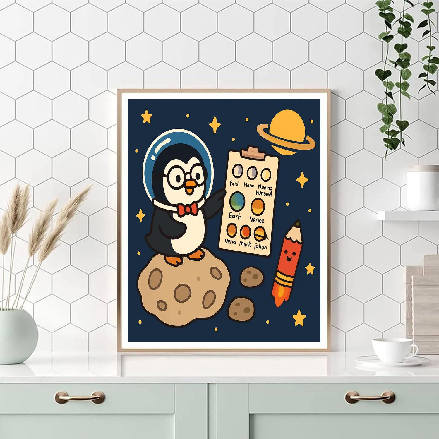 Comet Classroom With The Penguin Professor paint by color