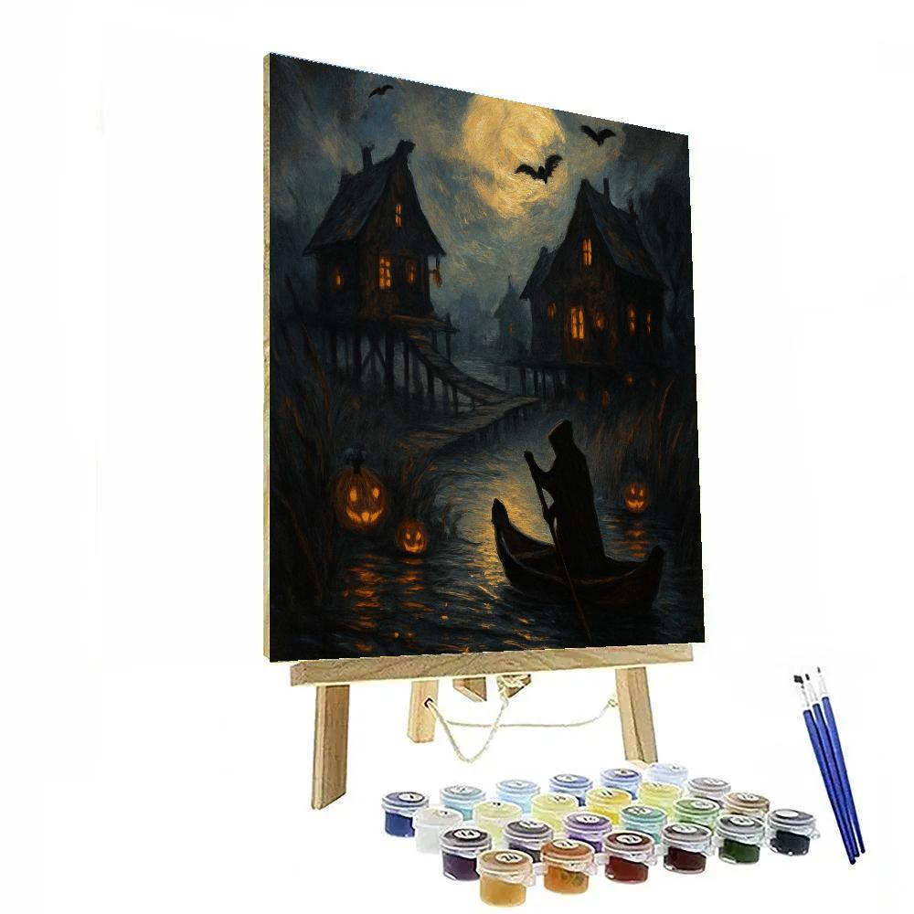 The Lantern Ferry Through Cinder Mist Marsh painting number kit