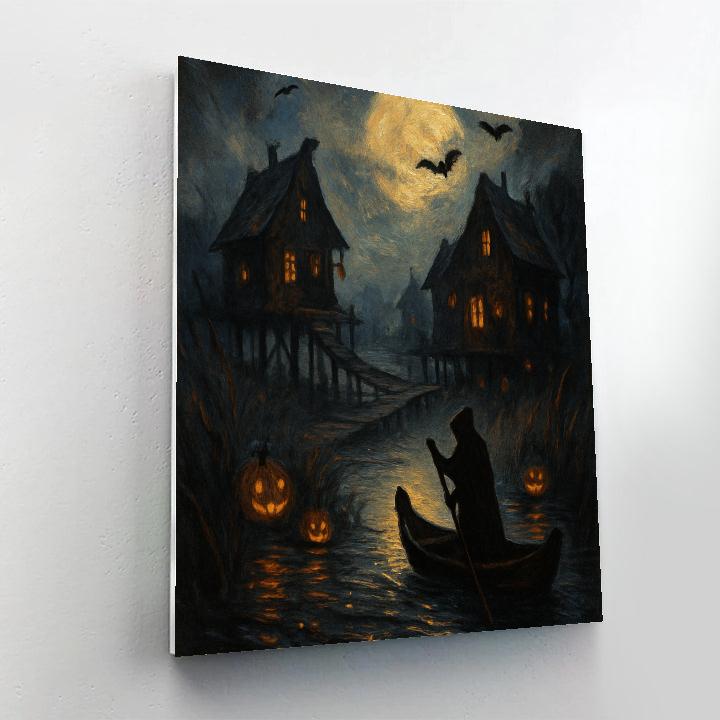 The Lantern Ferry Through Cinder Mist Marsh painting number kit
