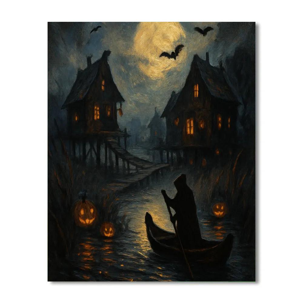 The Lantern Ferry Through Cinder Mist Marsh painting number kit