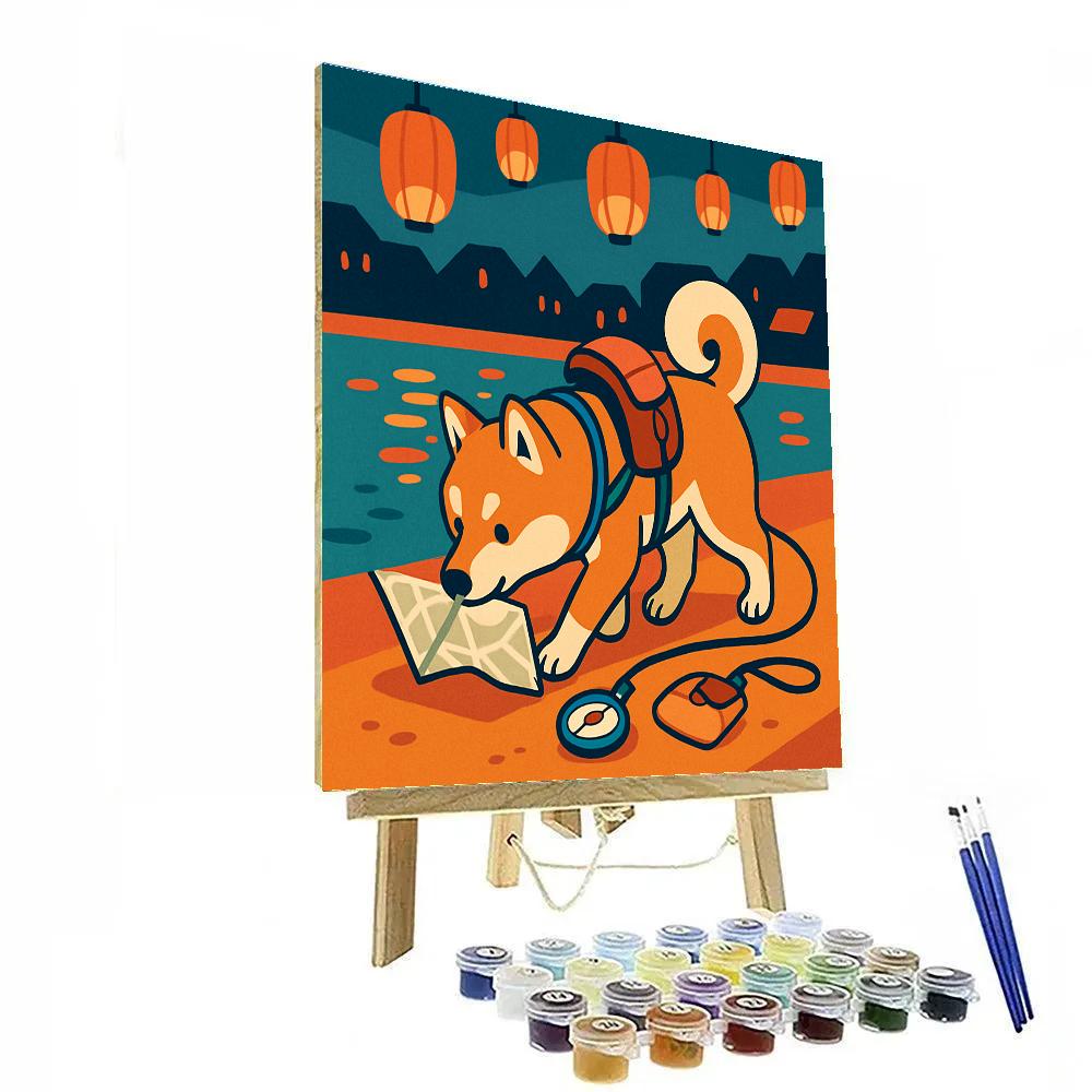 Dog In The Lantern Festival Backpack paint by number