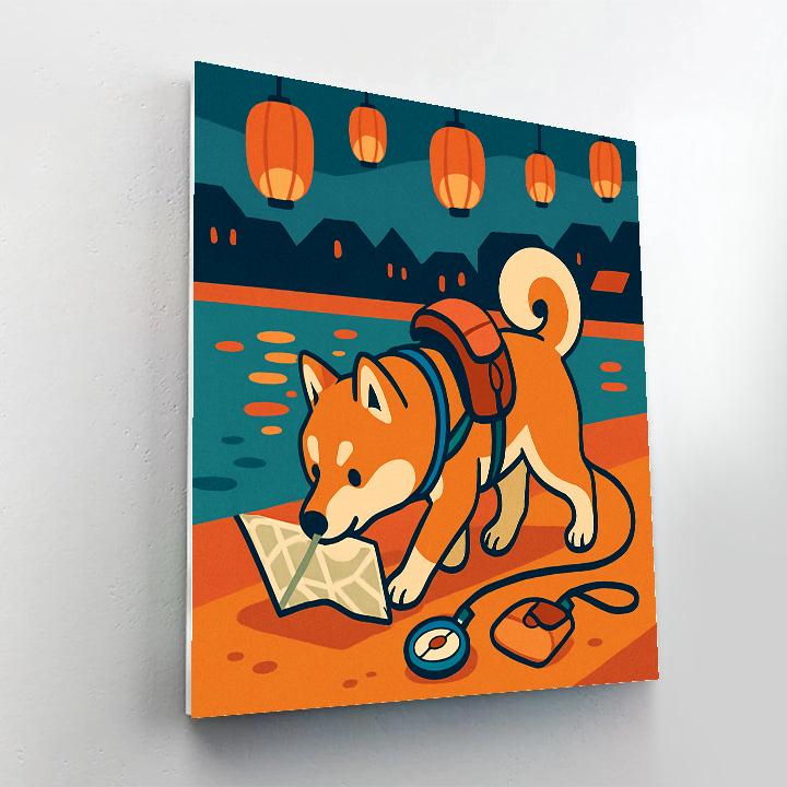 Dog In The Lantern Festival Backpack paint by number