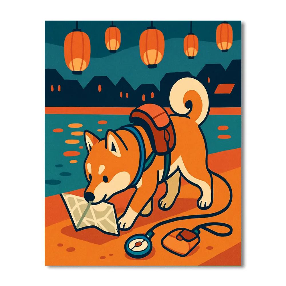 Dog In The Lantern Festival Backpack paint by number