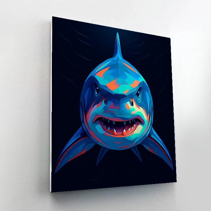 Prismatic Tide Shark Portrait Number painting