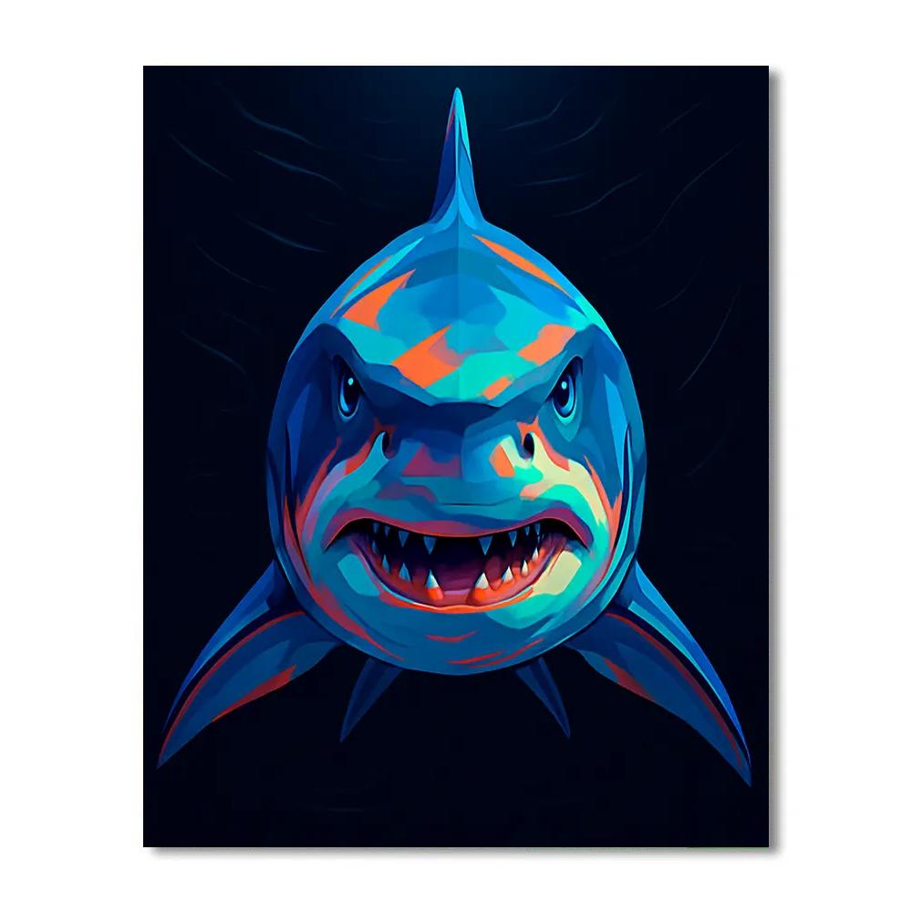 Prismatic Tide Shark Portrait Number painting