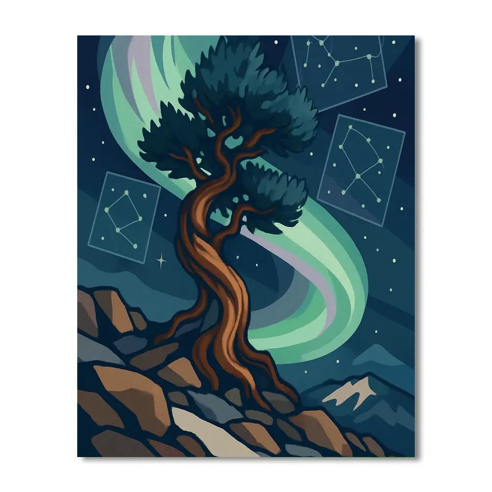 Aurora Laced Tree Observatory paint by numbers