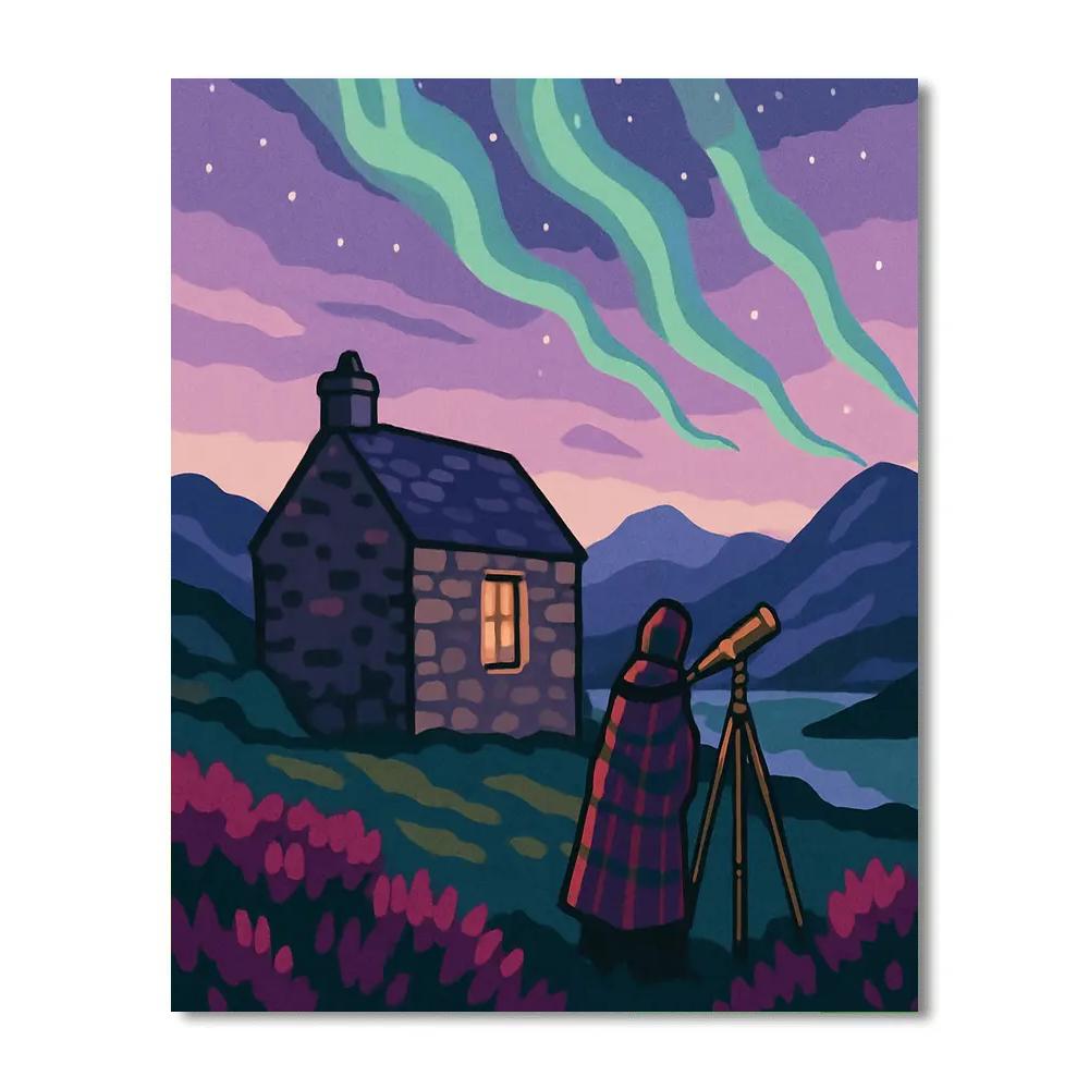 Stargazer Bothy In Scotland Twilight Numbered painting kits