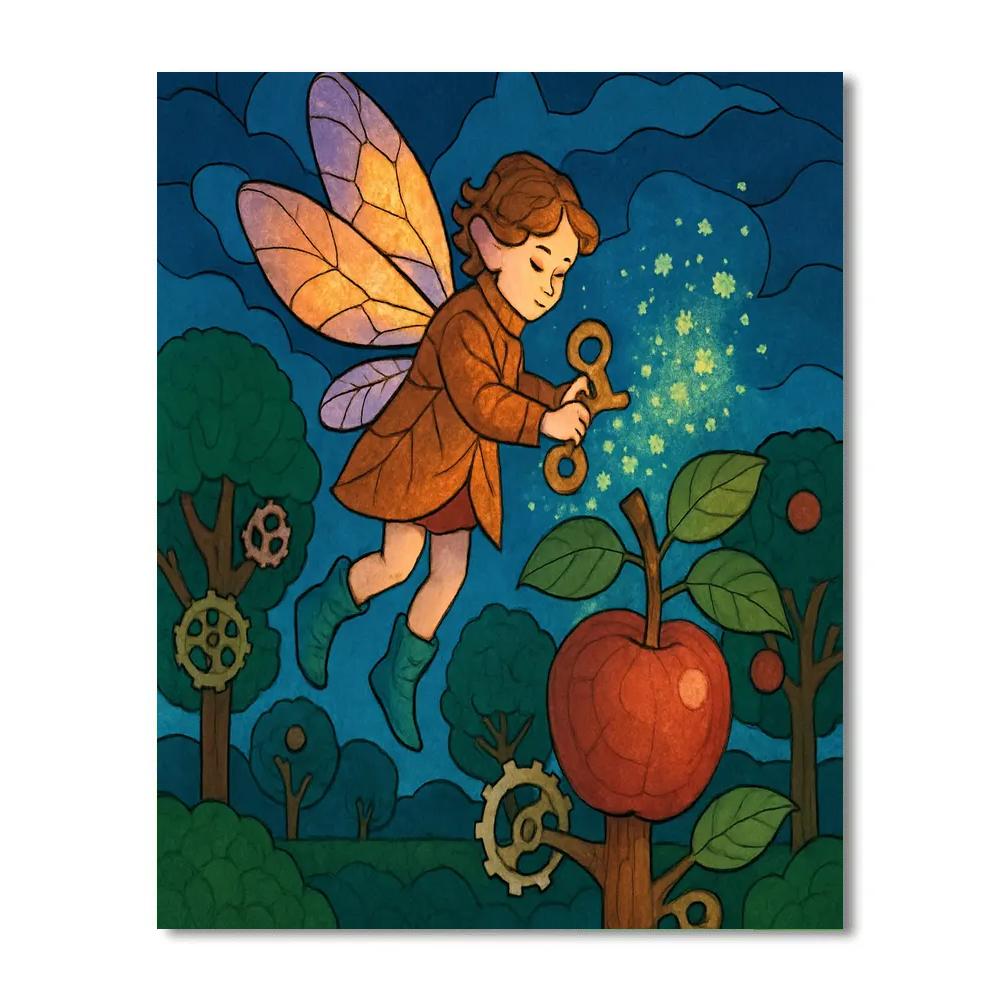 Clockwork Orchard Fairy Paint by numbers art