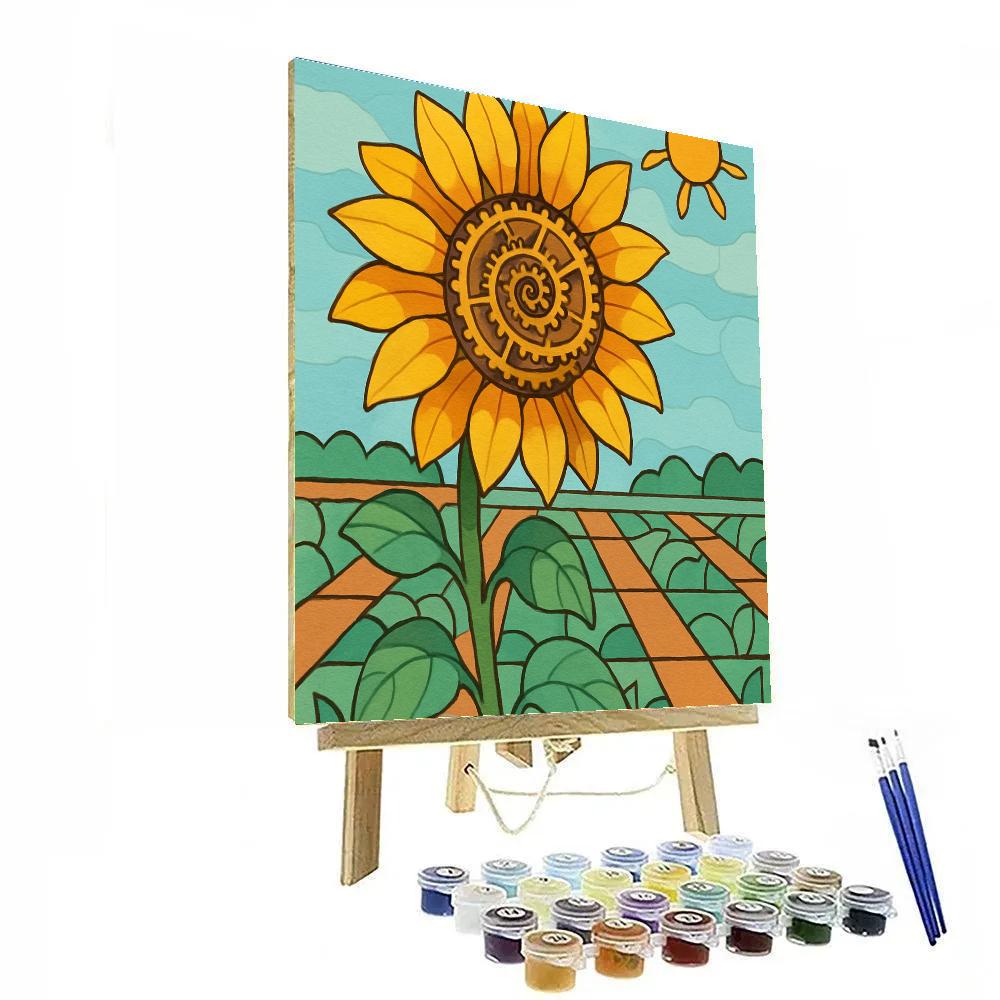Clockwork Garden With Sunflower Halo Number painting