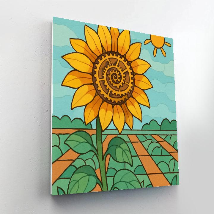 Clockwork Garden With Sunflower Halo Number painting