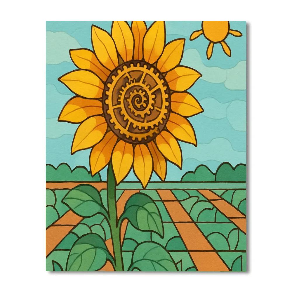 Clockwork Garden With Sunflower Halo Number painting