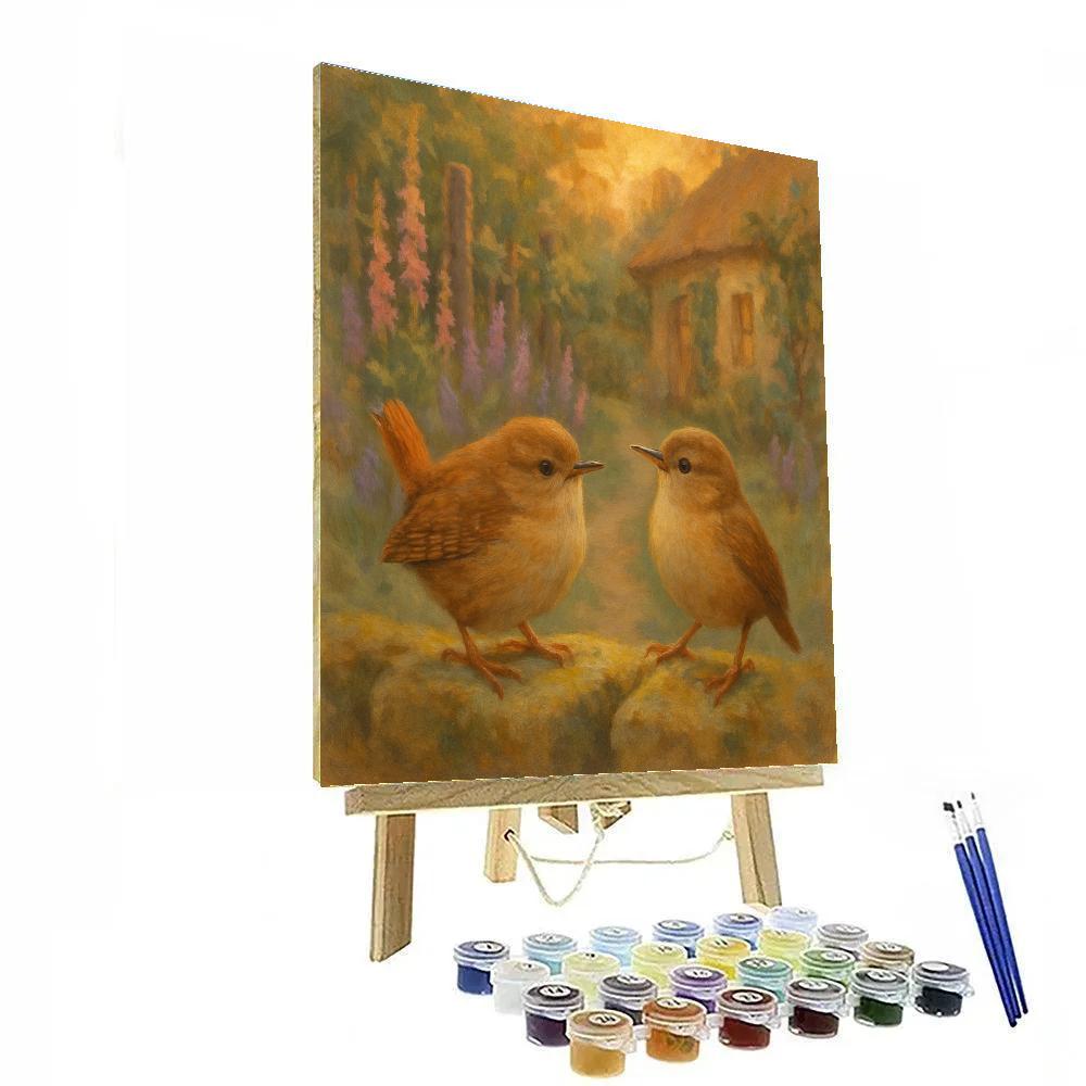 Lantern Glow Wrens In The Cottage Garden Painting by numbers kit