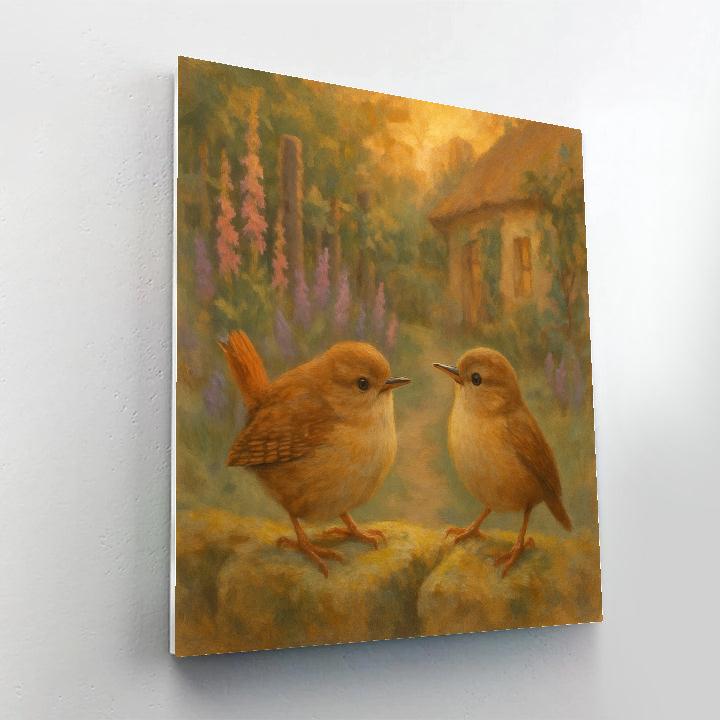Lantern Glow Wrens In The Cottage Garden Painting by numbers kit