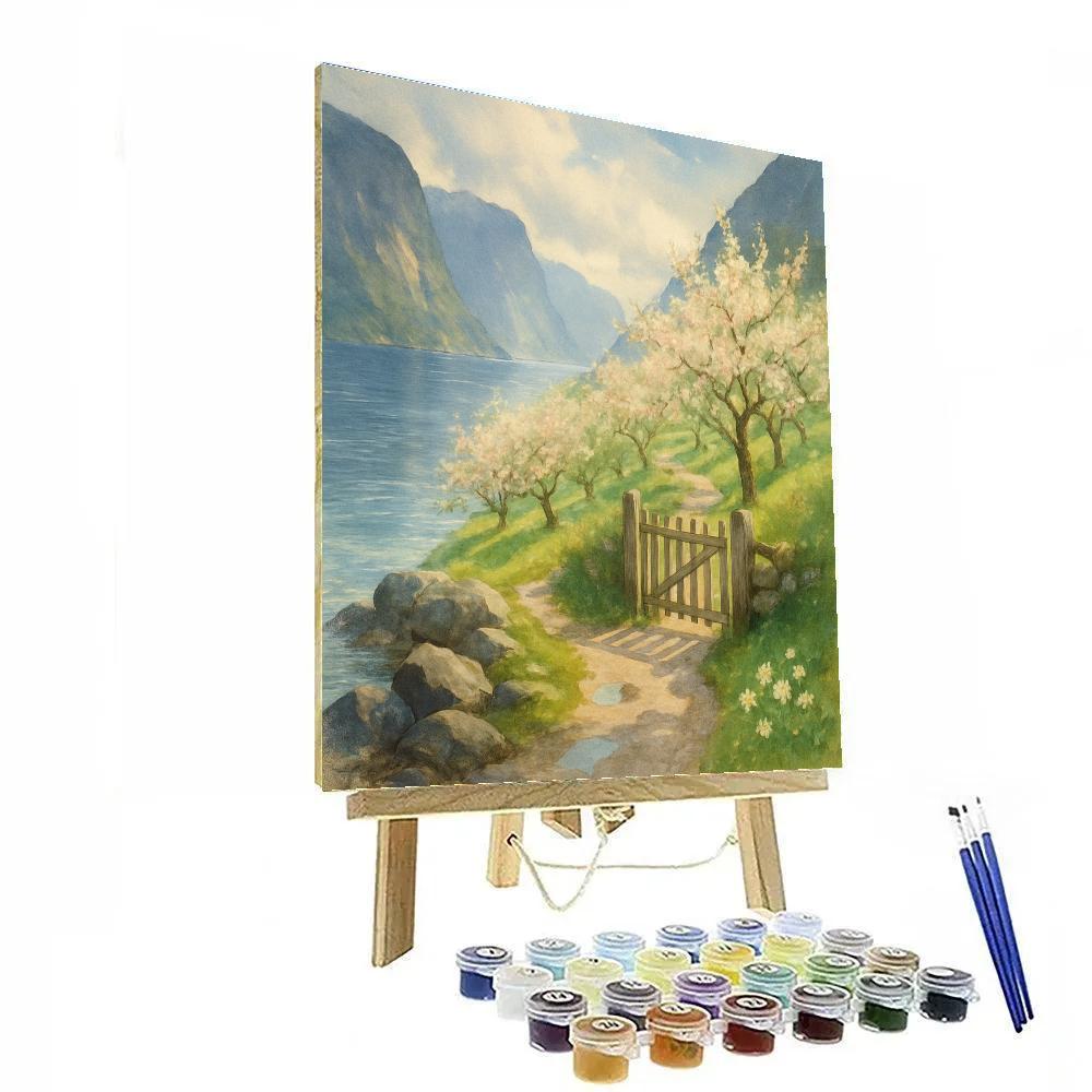 Sunlit Fjord Orchard After The Spring Rain DIY paint by numbers