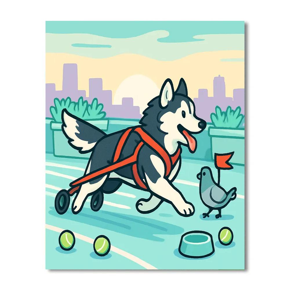 Skyline Sled Dog Dream painting number kit