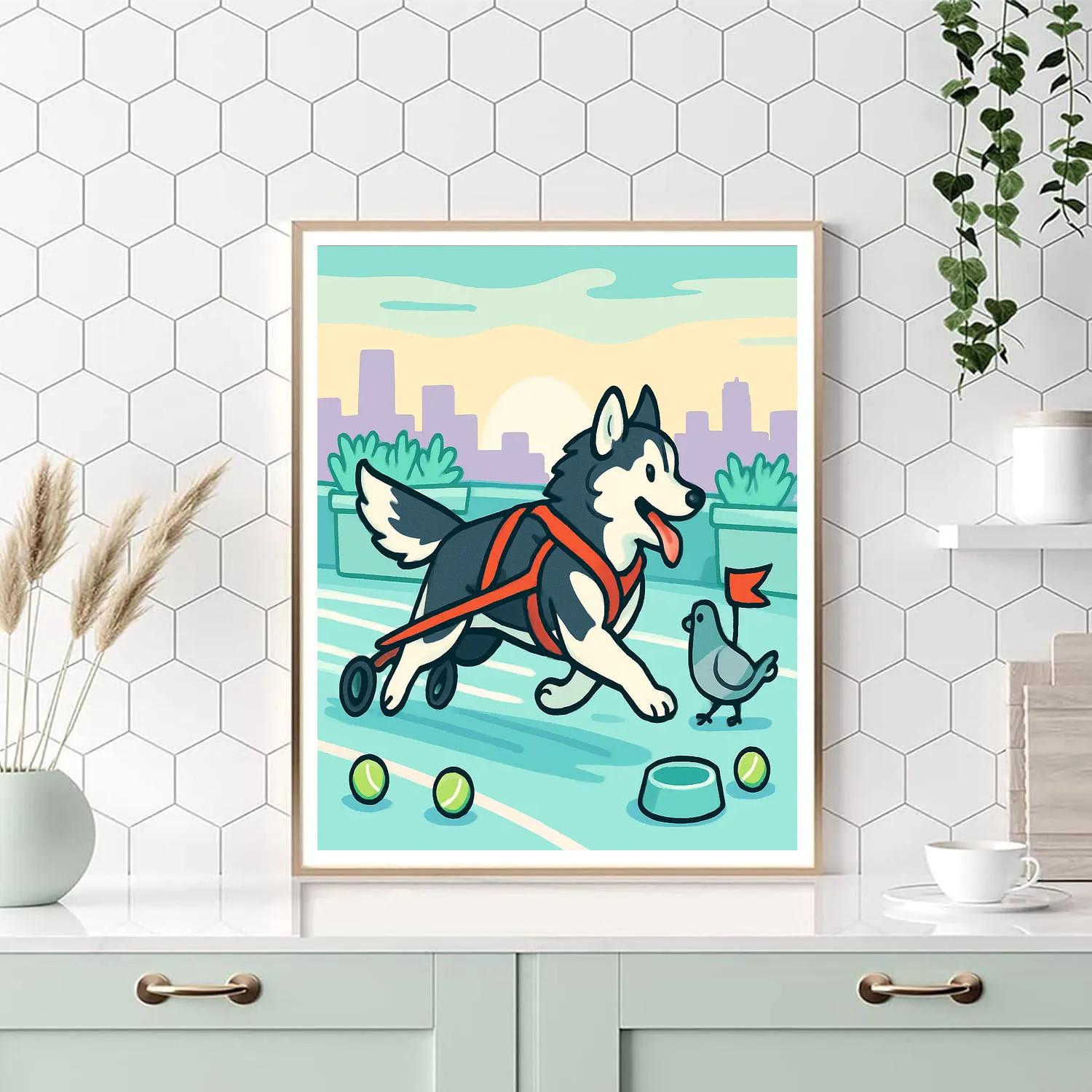 Skyline Sled Dog Dream painting number kit