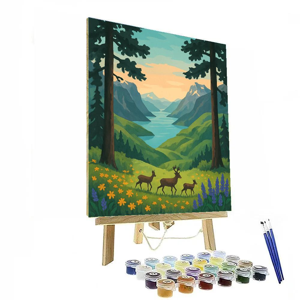 Meadow Gate With Landscape Vista Numbered painting kits