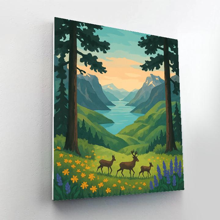 Meadow Gate With Landscape Vista Numbered painting kits