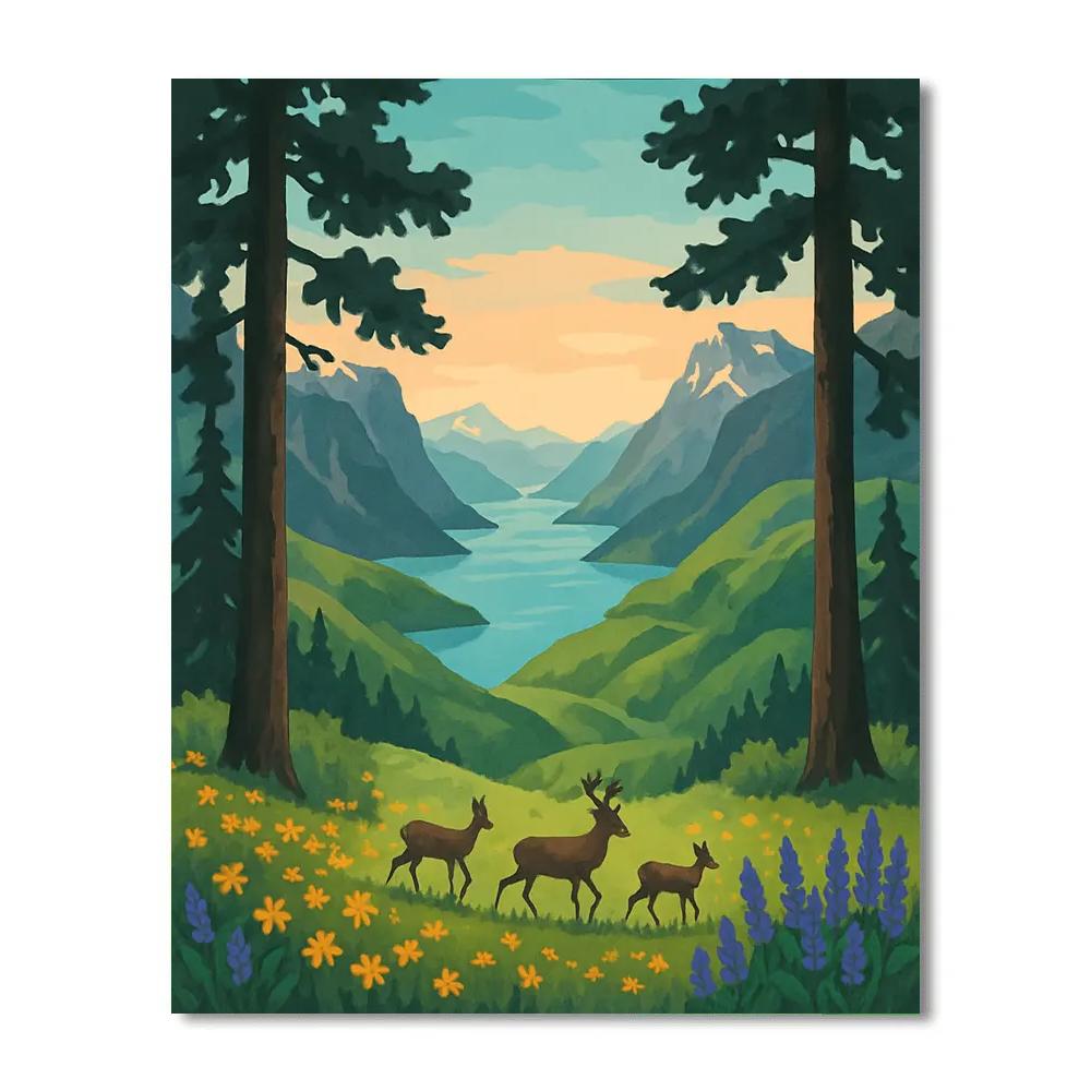 Meadow Gate With Landscape Vista Numbered painting kits