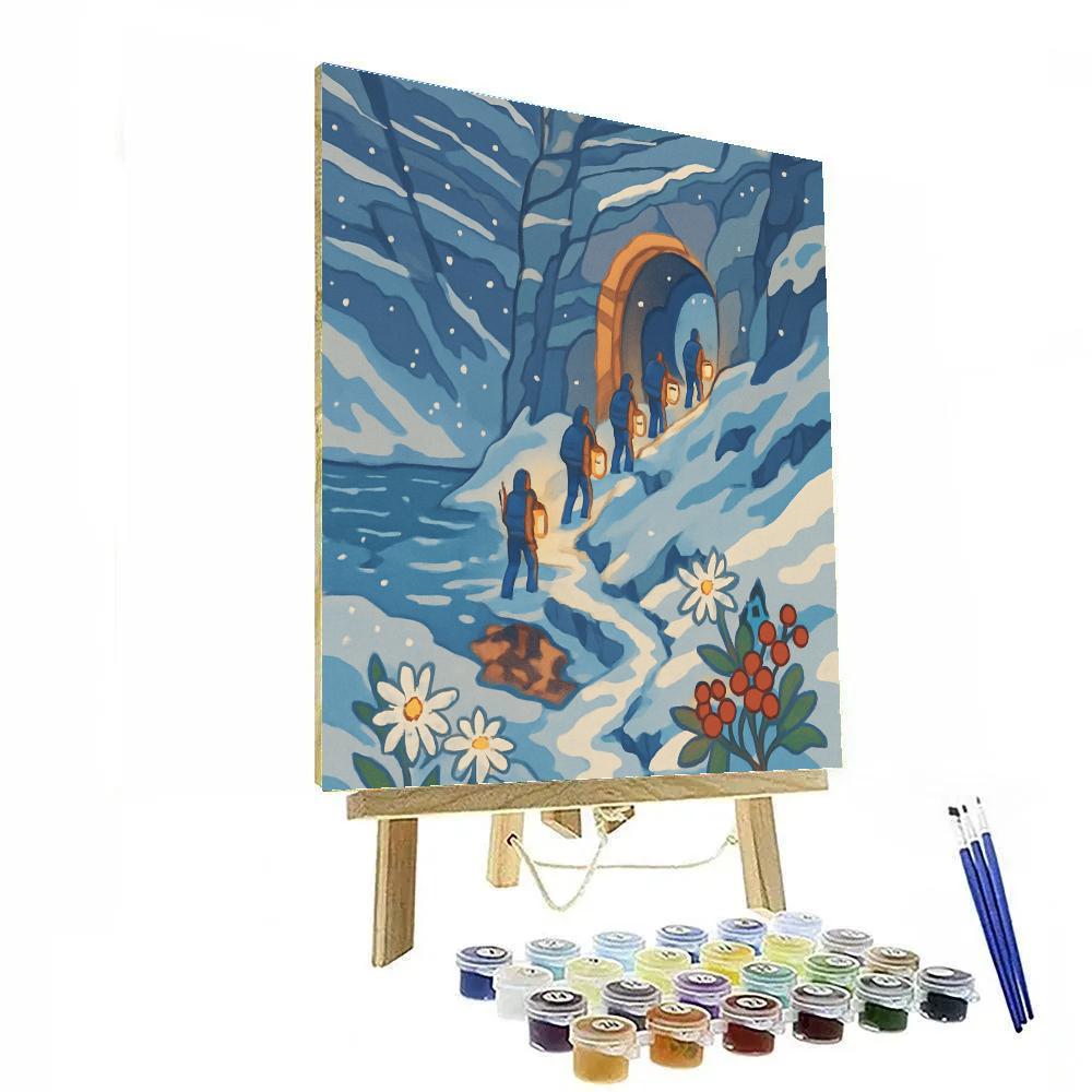 Lanternlit Pass Beneath The Mountain Paint by numbers art