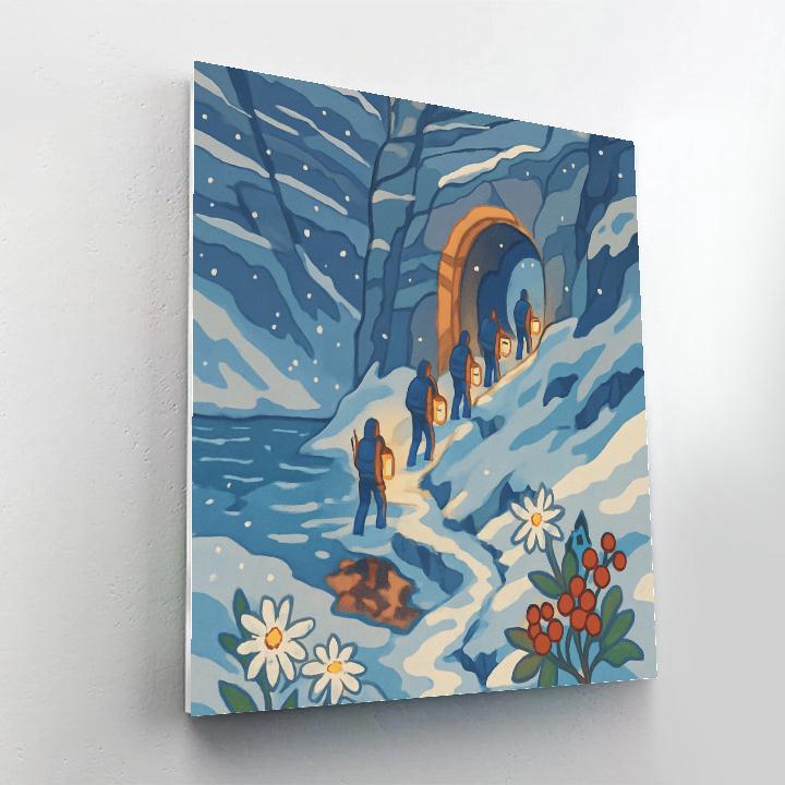 Lanternlit Pass Beneath The Mountain Paint by numbers art